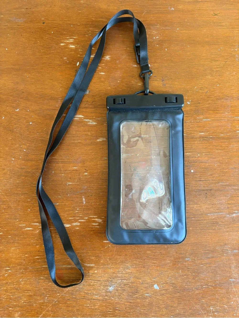 Black Waterproof Phone Pouch with Lanyard